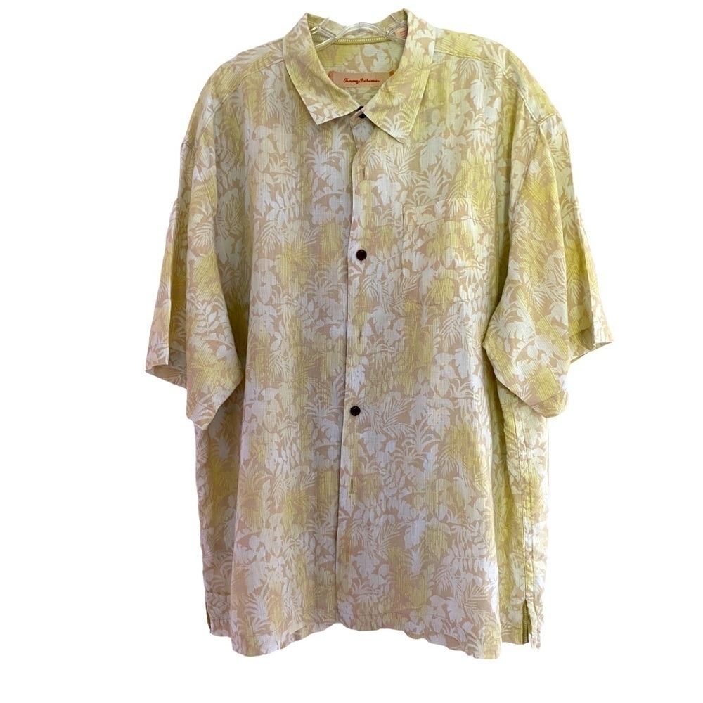 Tommy Bahama button down topical linen shirt Gorgeous muted colors XL